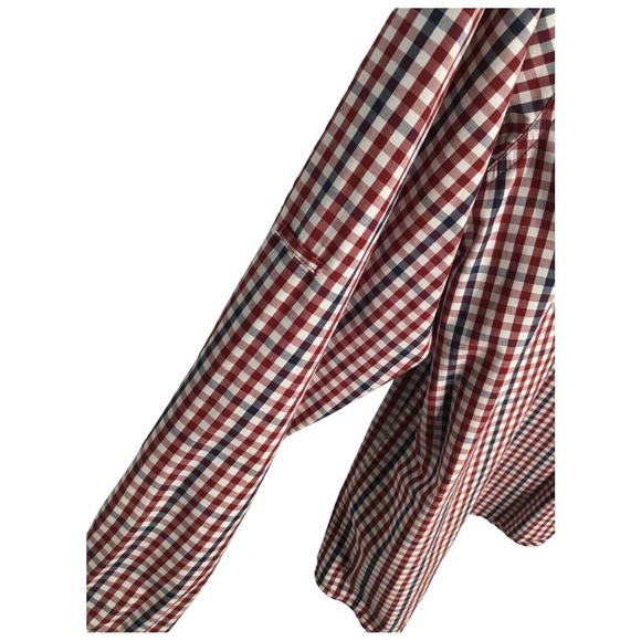 Magellan Outdoors Men's Loose Fit Long Sleeve Navy Burgundy Check Plaid Large - Picture 5 of 13